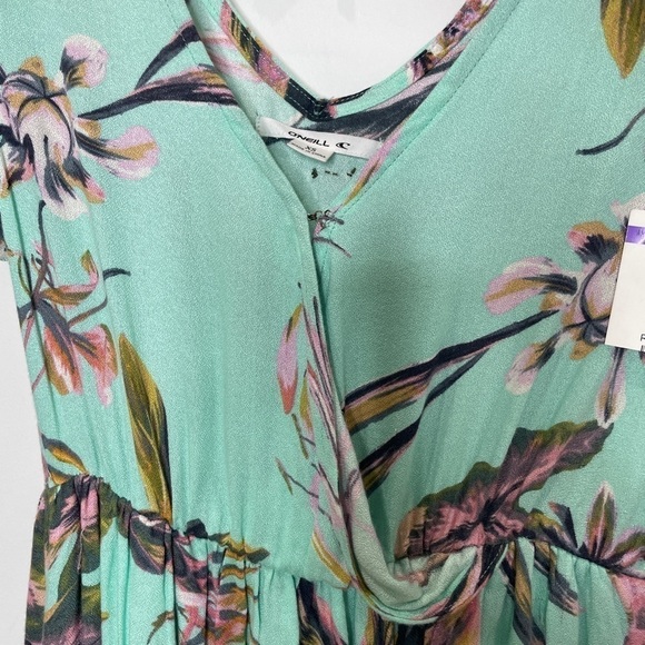O’Neill Floral Turquoise V-Neck Dress with Pockets - Picture 4 of 8